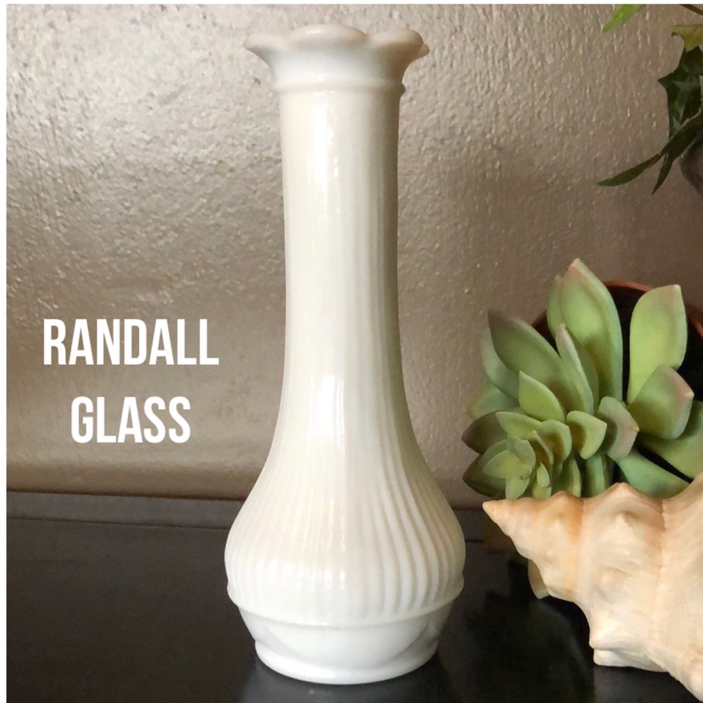 Vintage Randall Glass Vase-White-EUC